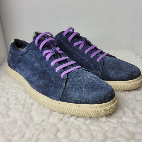 Allen Edmonds "CANAL COURT" Men's Size 13 Lace Up Sneaker Navy Suede Custom Lace - Picture 1 of 12